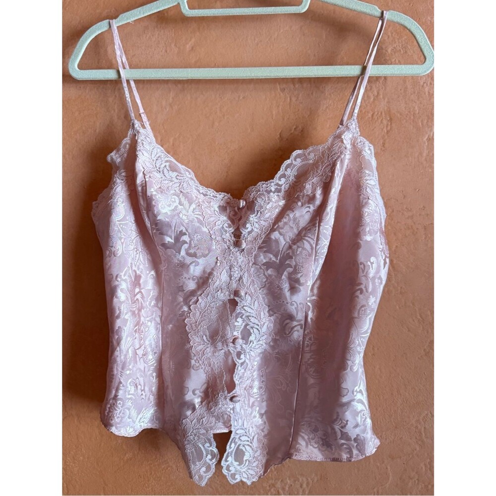 Victoria’s Secret Vintage Gold Label Pink Satin Lace Cami Y2K Fairycore Tank - Picture 1 of 9